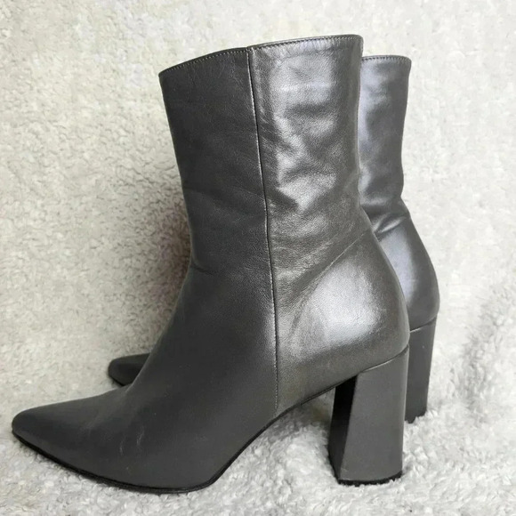 PERTINI Grey leather heel boots size 39= 8.5 US Made in Spain - Picture 5 of 14